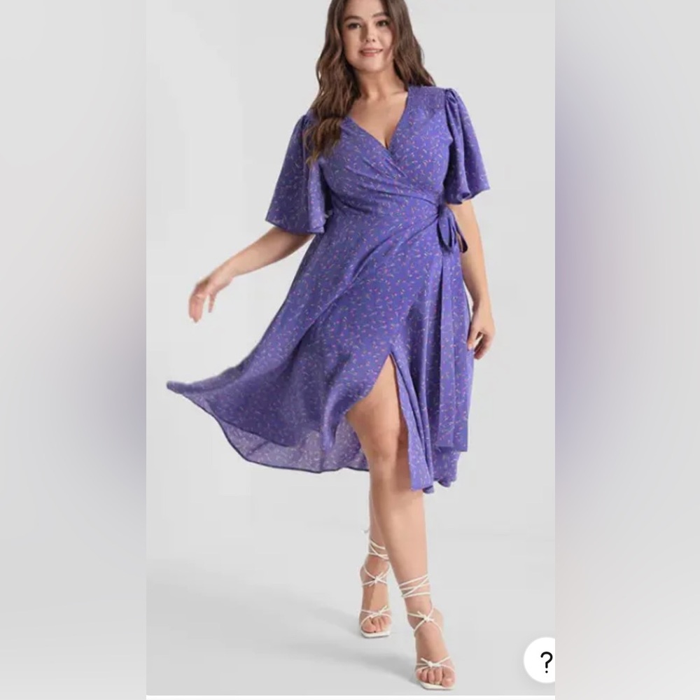 BloomChic Purple Wrap Midi Dress